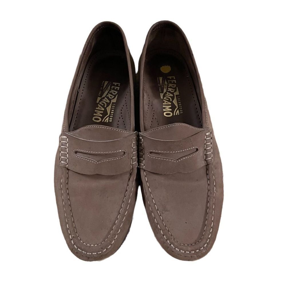 Salvatore Ferragamo ~ taupe suede loafers ~ size 8 ~ Made in Italy